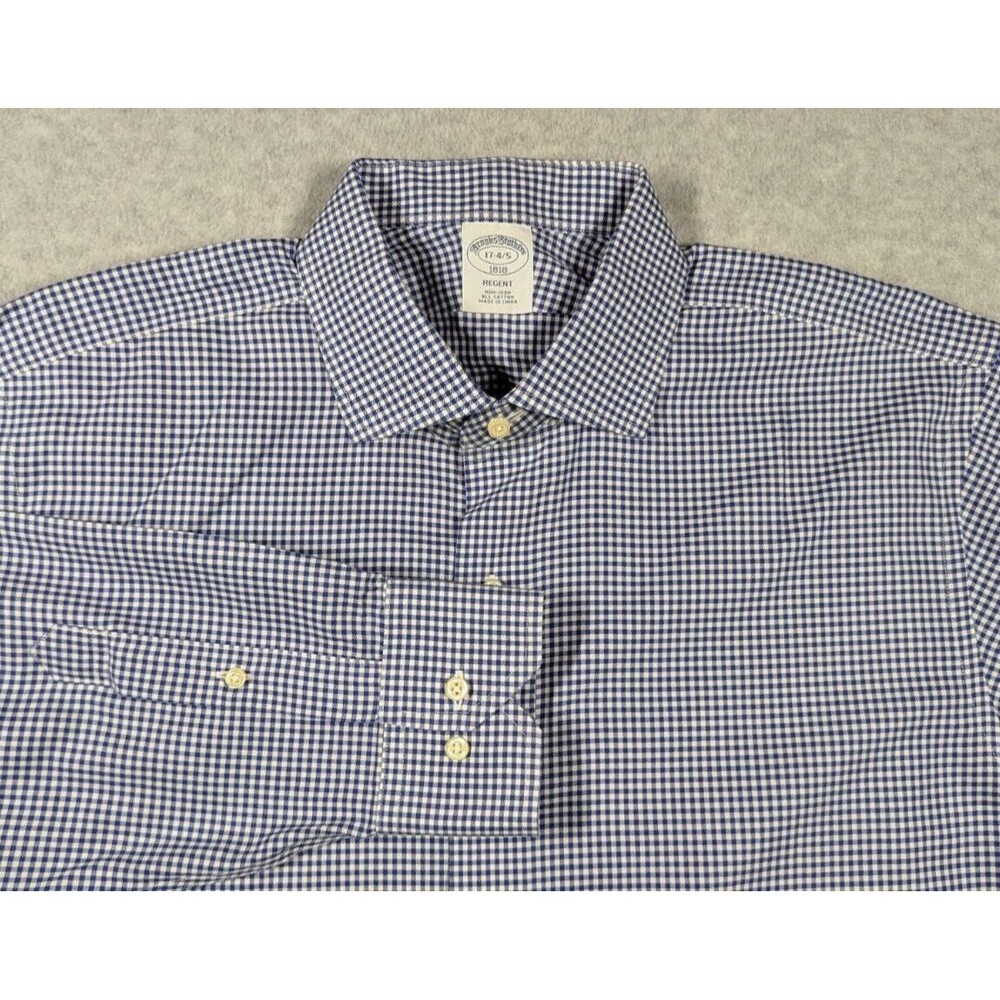 Brooks Brothers‎ Men Shirt 17 4/5 Regent Cotton Non Iron Plaid Check Gingham